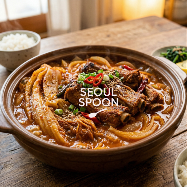 등갈비 김치찜 (Braised Pork Ribs with Kimchi)
