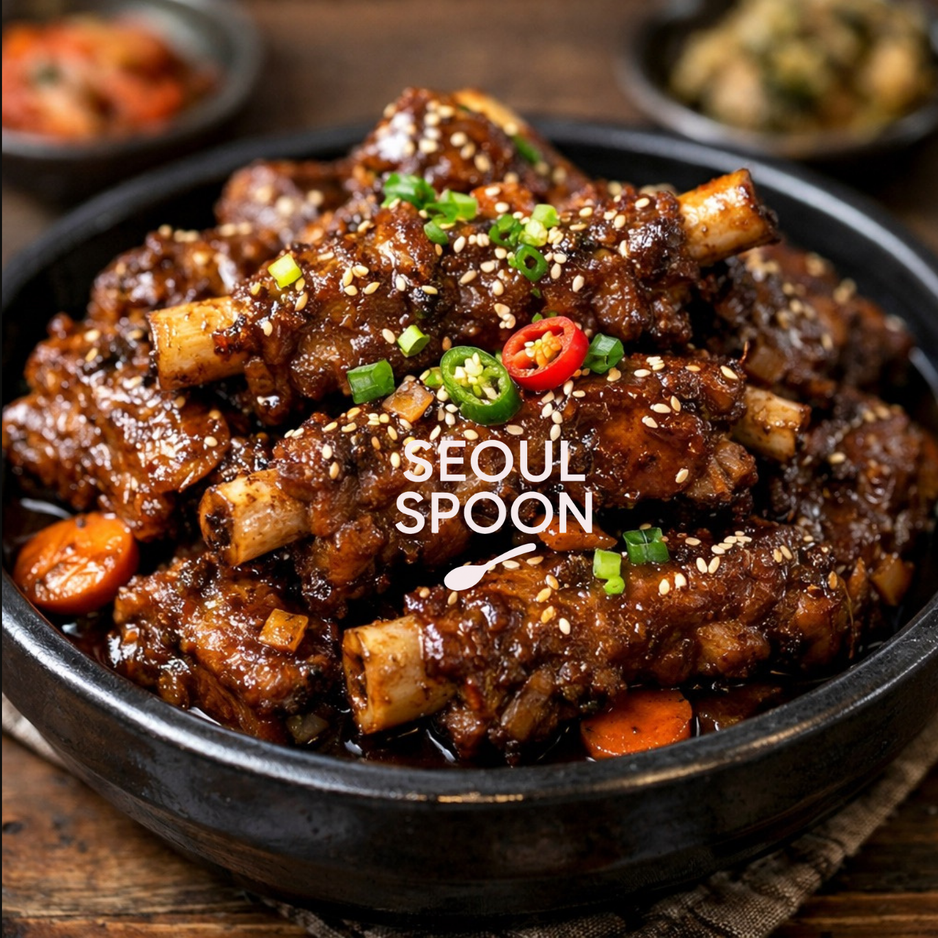 간장 등갈비찜 (Soy Sauce Braised Pork Ribs)